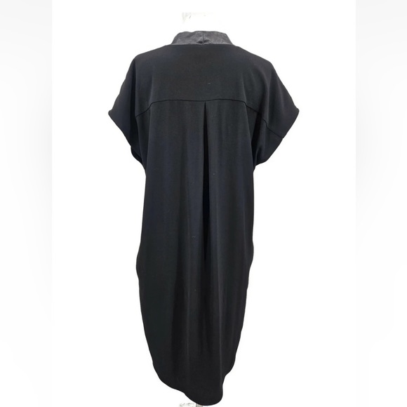 Vince Black Shift dress in Viscose Crepe with Leather V-neck Size Small - Picture 5 of 10